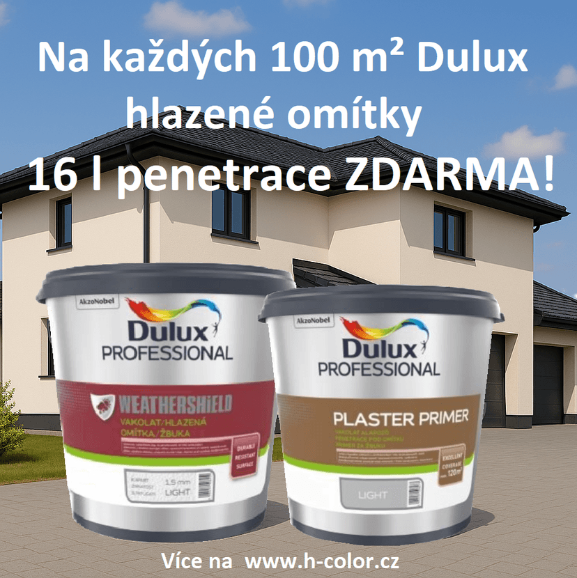 Akce: K omítce Dulux Weathershield 1,5 mm získáte penetraci zdarma!