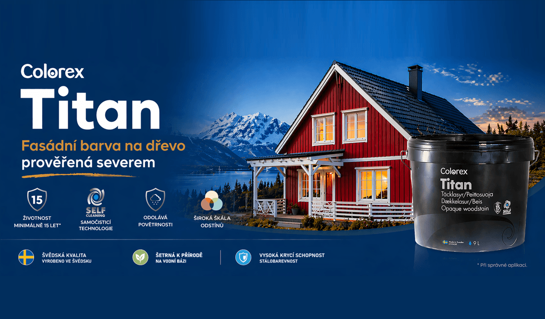 Colorex Titan - fasádní barva na dřevěné fasády prověřená severem